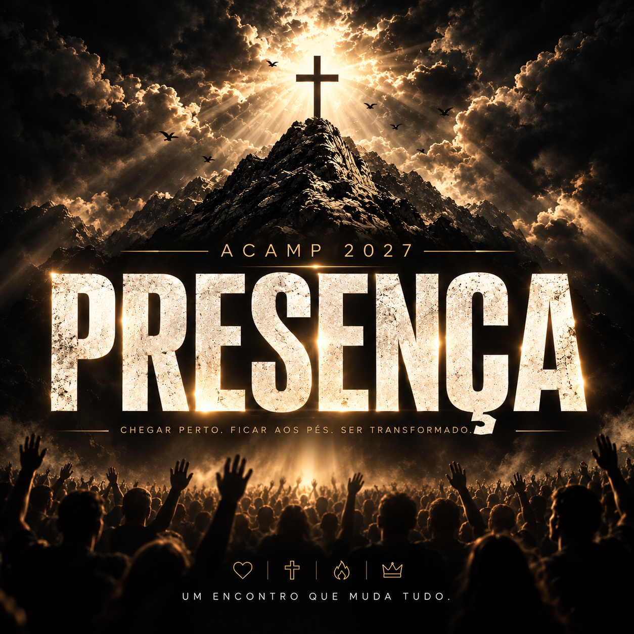 Arte oficial do Acamp 2027 PRESENÇA — Carnaval 2027, um encontro que muda tudo